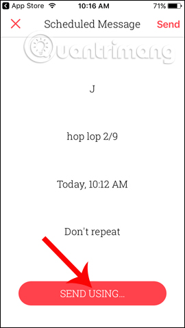 Gửi tin nhắn trên ứng dụng
