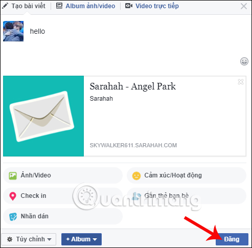 Cách sử dụng Sarahah gửi tin nhắn nặc danh trên Facebook
