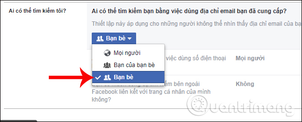 Hiện địa chỉ email với bạn bè