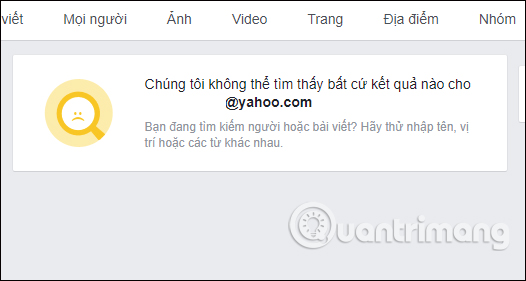 Thông báo tìm Facebook bằng email
