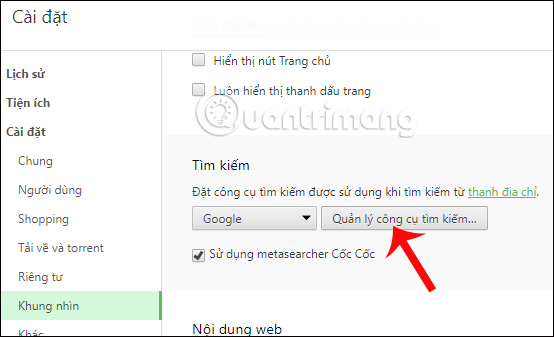Nhấn chọn Khung nhìn