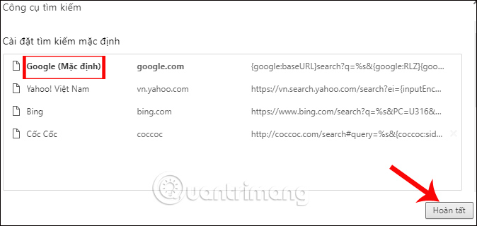 Nhấn chọn Hoàn tất