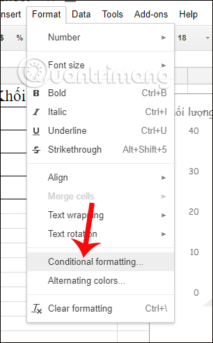 Nhấn chọn Conditional Formatting