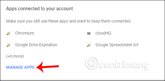 Quản lý tiện ích kết nối tài khoản Google