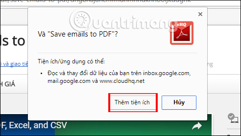 Thêm tiện ích Save emails to PDF