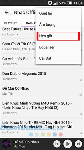 Hẹn giờ tắt nhạc trên Zing