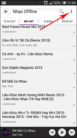 Tùy chọn trên ứng dụng