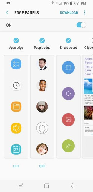 Điều khiển Edge Panel