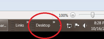 Menu Desktop trên thanh taskbar