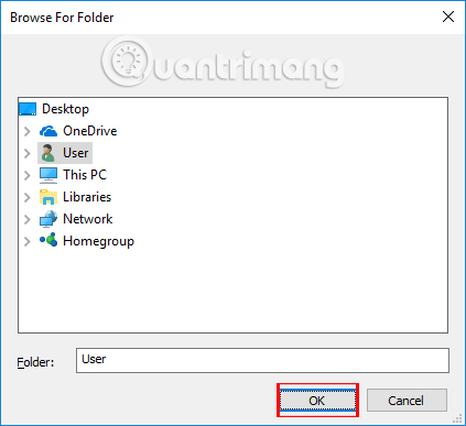Chọn thư mực kiểm tra