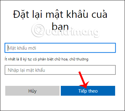 Đặt mật khẩu mới cho Outlook