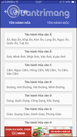 Đặt tên con theo Hành khác nhau