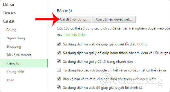 Quản lý nội dung trên Cốc Cốc