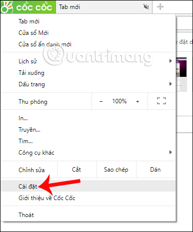 Nhấn chọn Cài đặt