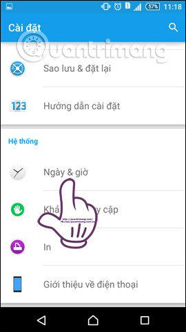 Cài đặt ngày giờ trên thiết bị