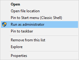 Chạy chương trình bằng quyền admin