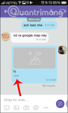 Gửi số điện thoại trên Viber