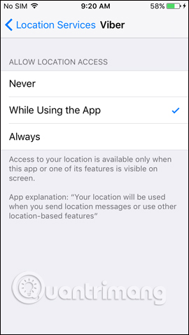 Sử dụng định vị cho Viber