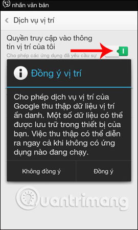 Cấp quyền truy cập vị trí