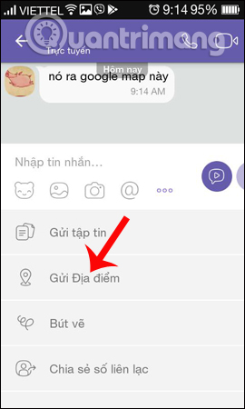 Gửi địa điểm trên Viber