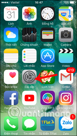 Nhấn Cài đặt