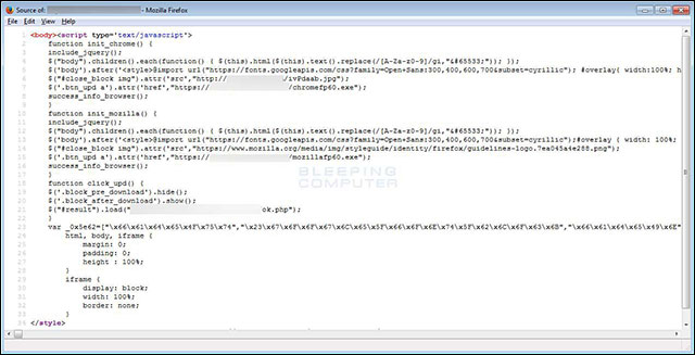  Ví dụ về đoạn JavaScript được chèn vào trang web 