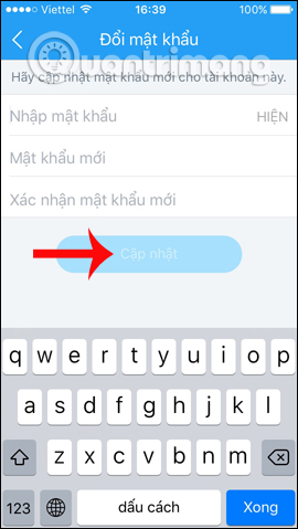 Đổi mật khẩu mới cho Zalo