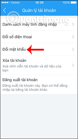 Đổi mật khẩu cho Zalo