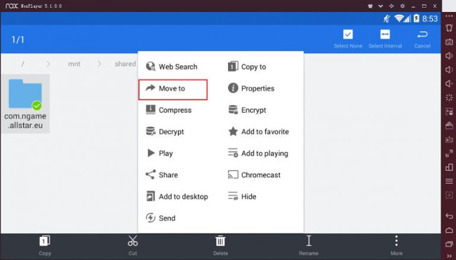 Chọn Move to để chuyển thư mục
