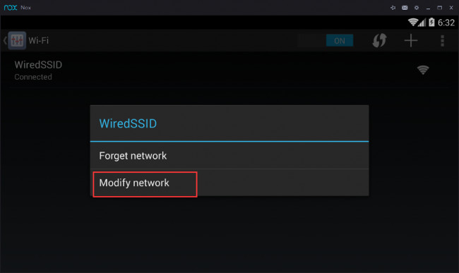 Chọn Modify Network