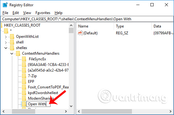 Đặt tên thư mục Open with