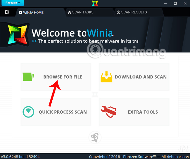 Quét tập tin trên Winja