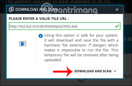 Dán link tải dữ liệu muốn kiểm tra