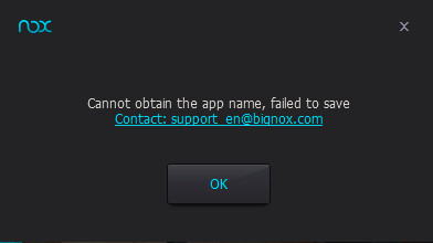 Lỗi cannot obtain the app name, failed to save