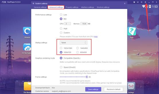 Thay đổi độ phân giải của NoxPlayer