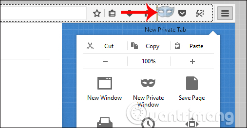 Hiện icon Private Tab trên thanh công cụ