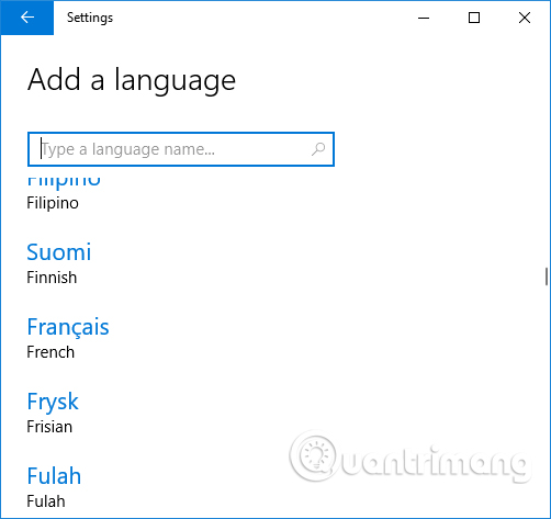 Chọn ngôn ngữ muốn thêm