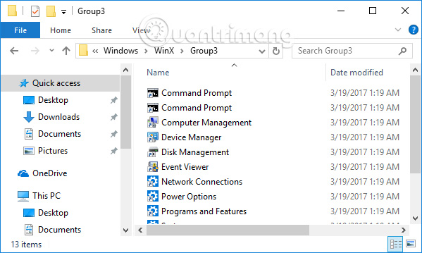 Thêm shortcut cho menu Win X