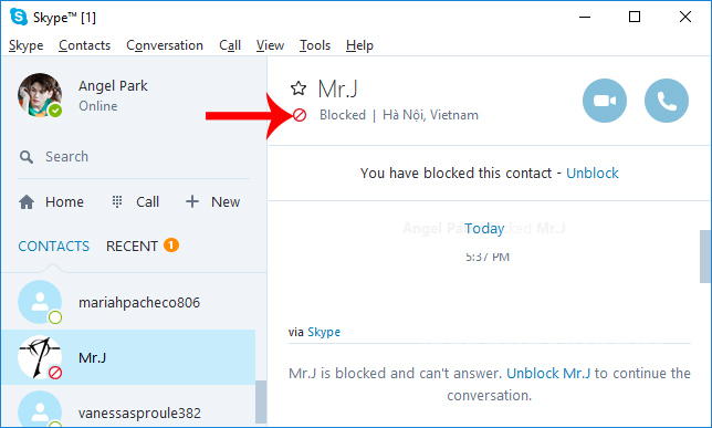 Biểu tượng chặn tài khoản 