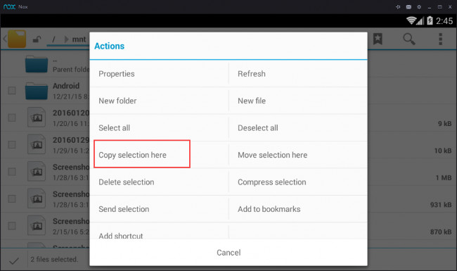 Chọn Copy selection here