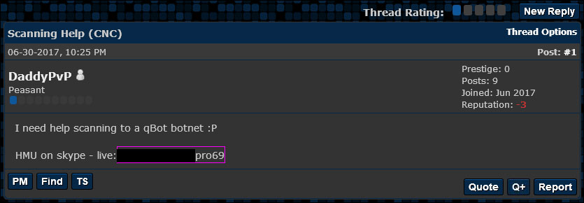 DaddyL33T hỏi về QBot trên HackForum