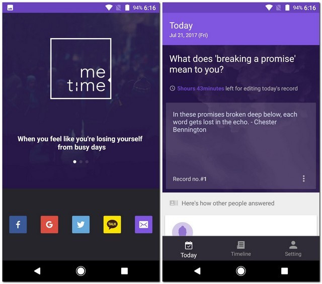 Ứng dụng viết nhật ký me.time