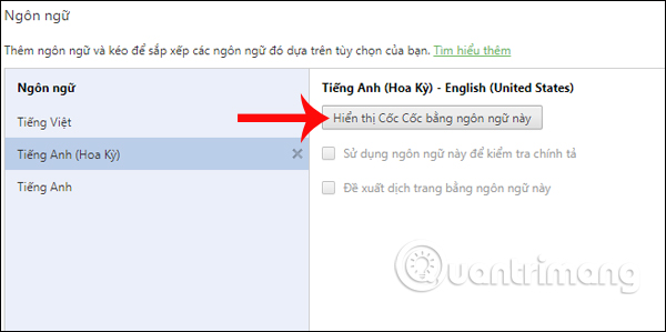 Hiển thị ngôn ngữ cho trình duyệt