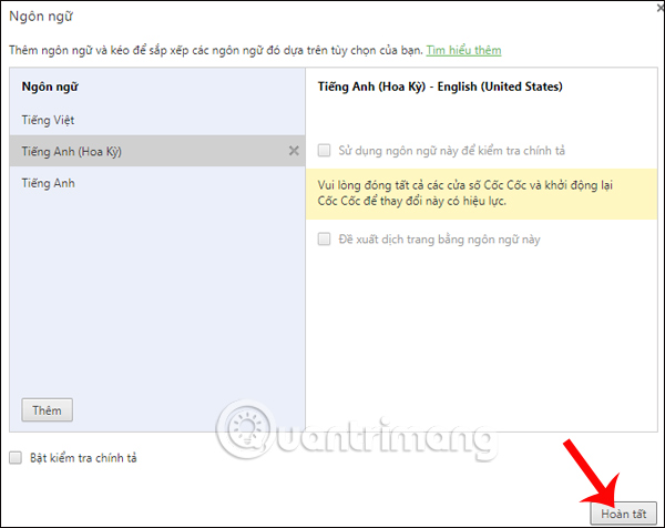 Khởi động lại trình duyệt
