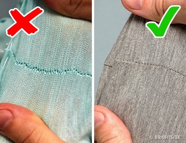 Kéo giãn đường may để xem rõ mối nối chỉ