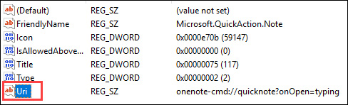 Trên bảng phía bên phải, tìm và nhấp đúp vào giá trị "Uri"