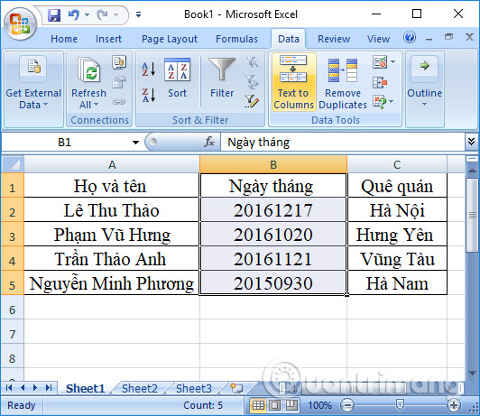 Bảng dữ liệu