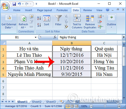 Chuyển dãy số thành thời gian 