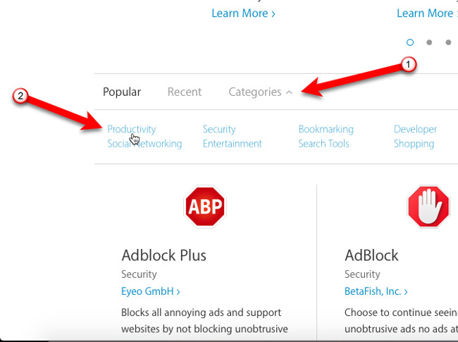 Tìm các extension cụ thể