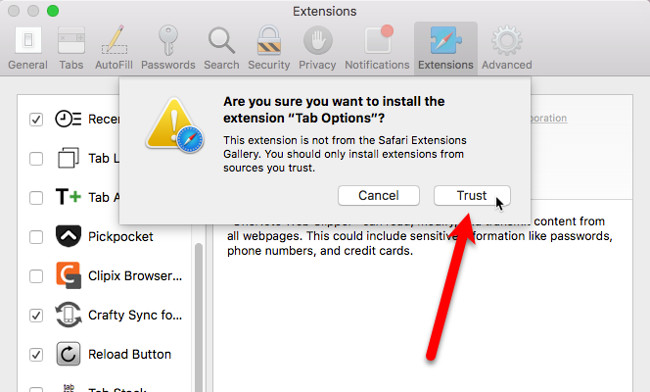 Bấm vào Trust để tiếp tục